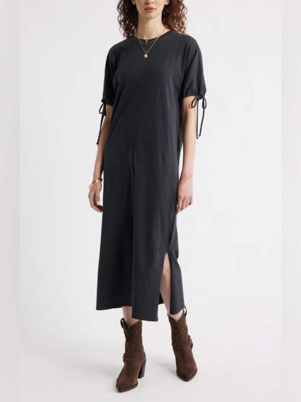 Treasure & Bond Drawstring Sleeve Knit Dress